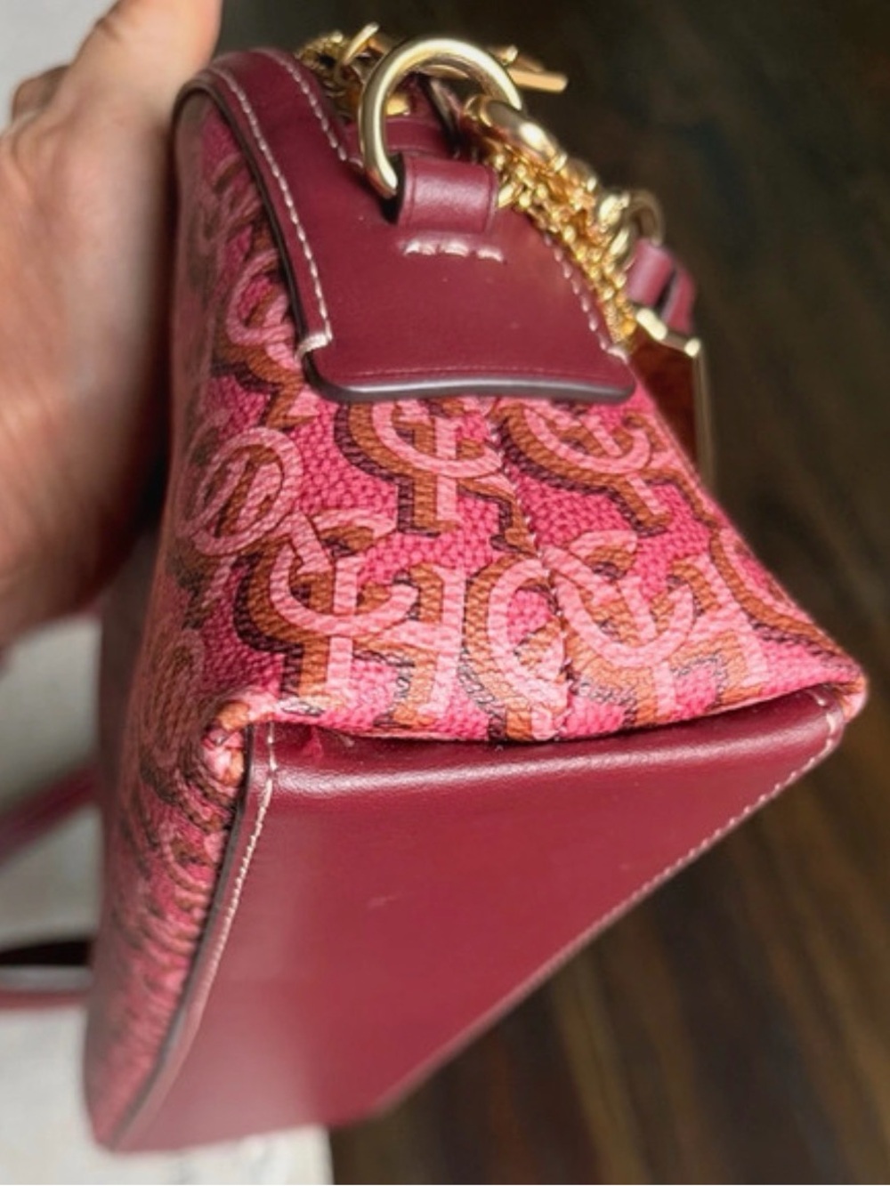 COACH MADI Crossbody w Rouge Pink Canvas & Leather Monogram Print CF343 - Picture 7 of 14